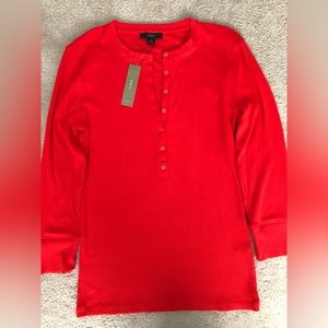 J.Crew Ribbed Henley- Size XS, 3/4 length sleeves. New with tags.